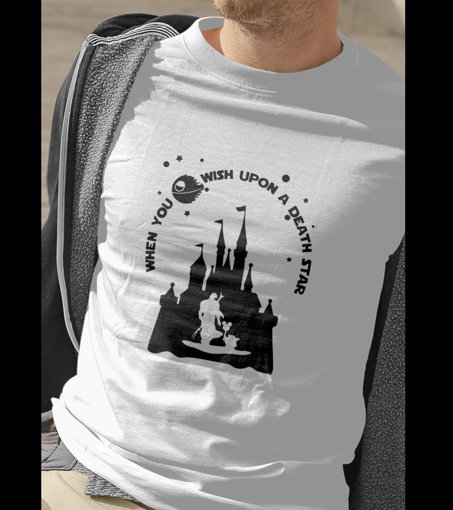 When You Wish Upon A Death Star Disney Castle Baby Yoda T-Shirt