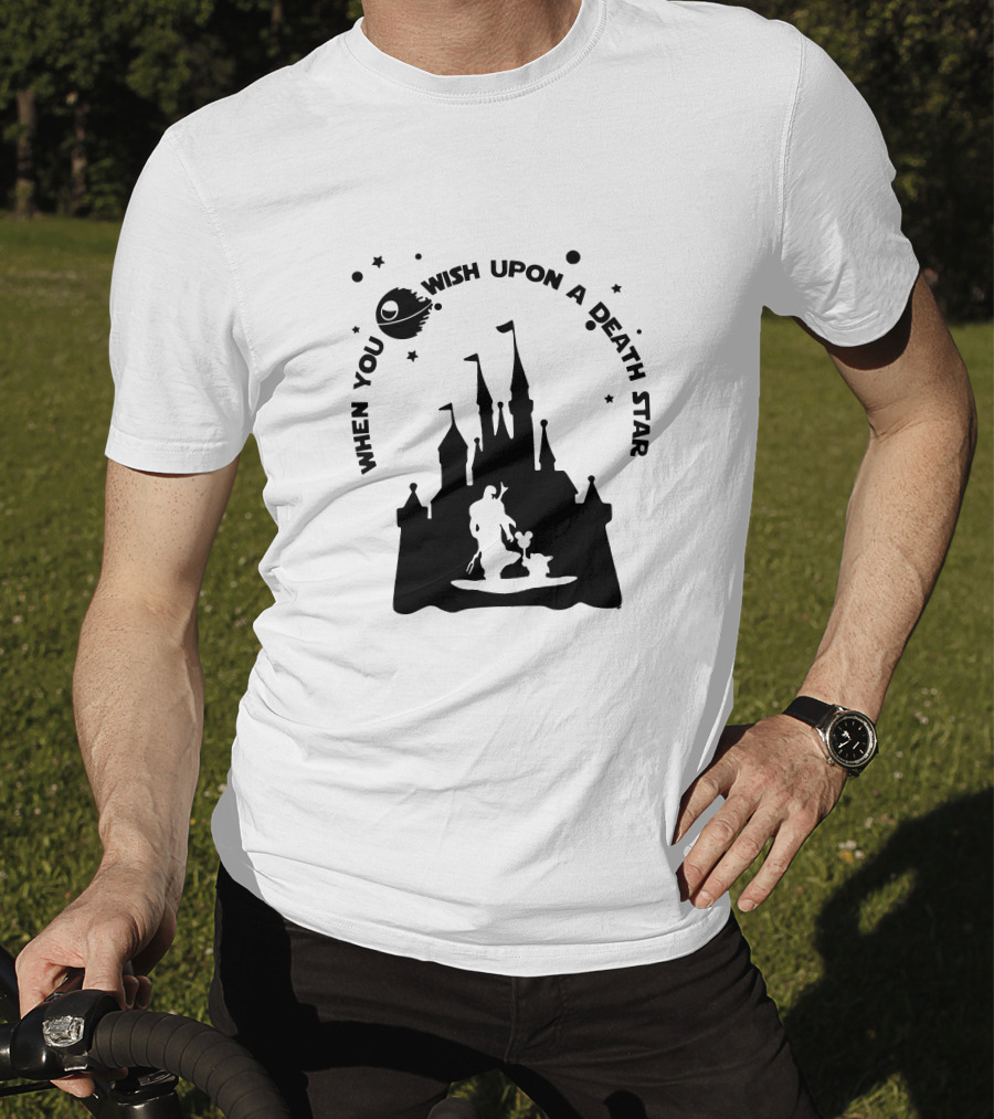 When You Wish Upon A Death Star Disney Castle Baby Yoda T-Shirt