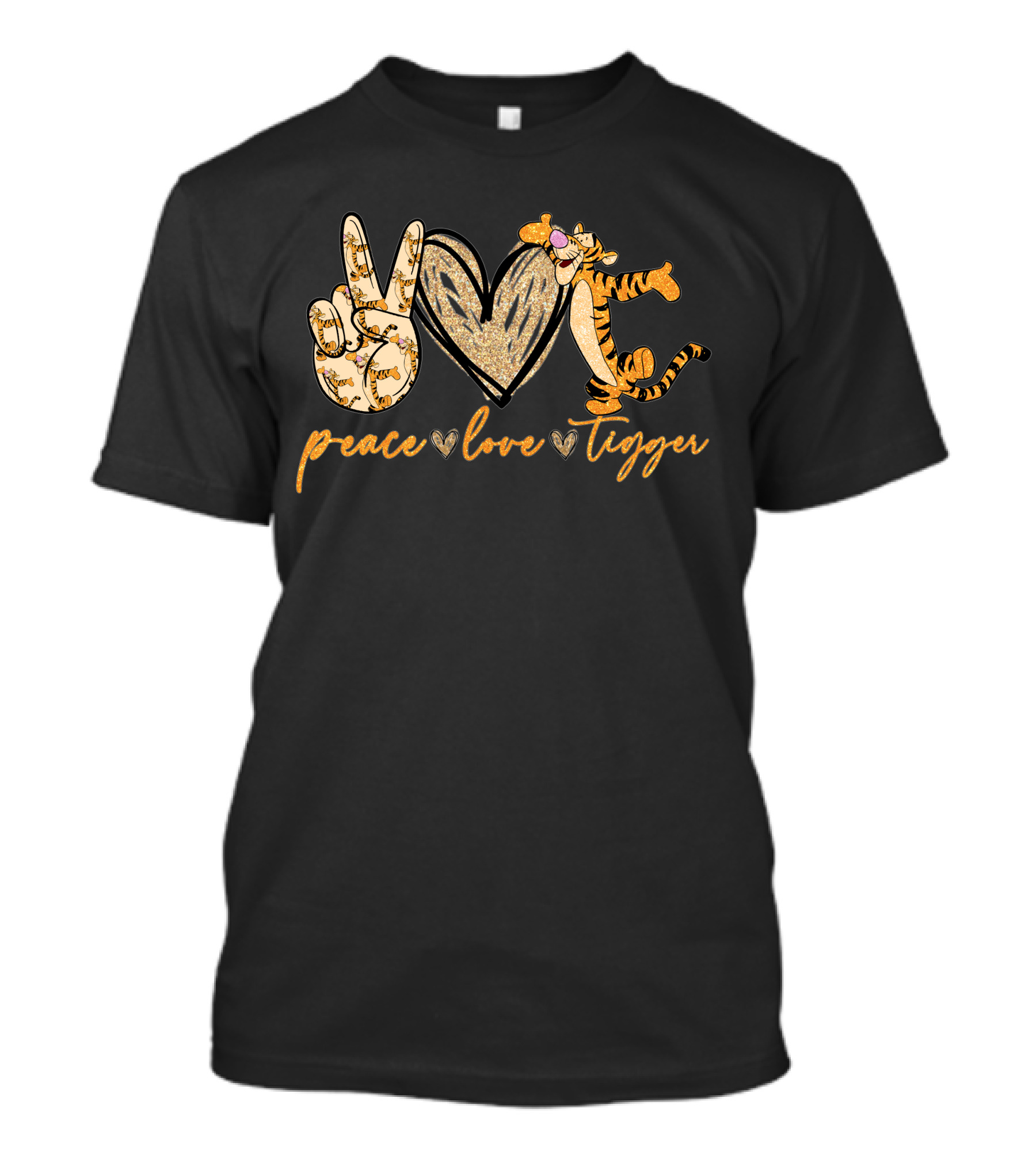 Peace Love Tigger Heart Gesture Cartoon Character T-Shirt