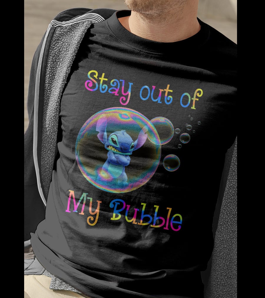 Stay Out Of My Bubble Stitch Rainbow Bubbles T-Shirt