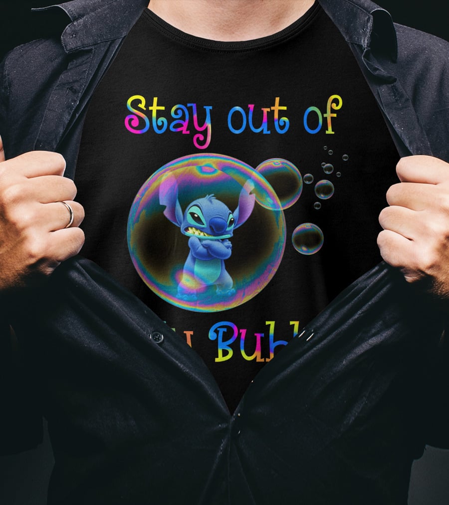 Stay Out Of My Bubble Stitch Rainbow Bubbles T-Shirt