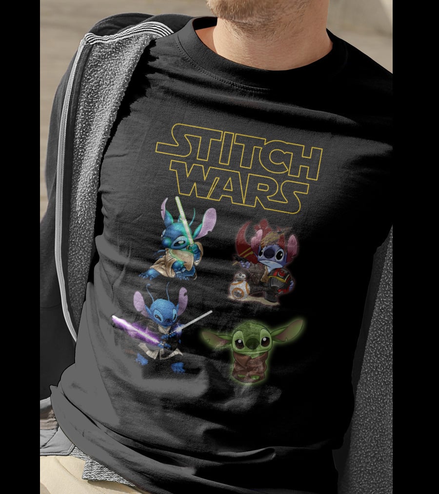 STITCH WARS Jedi Stitch And Baby Alien Crossover T-Shirt