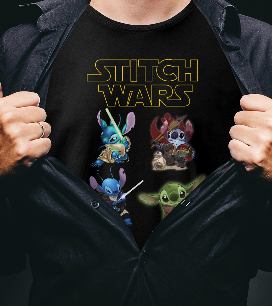 STITCH WARS Jedi Stitch And Baby Alien Crossover T-Shirt