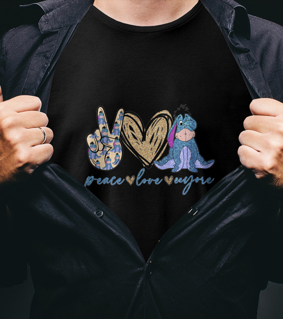 Peace Love Eeyore Peace Sign Heart T-Shirt