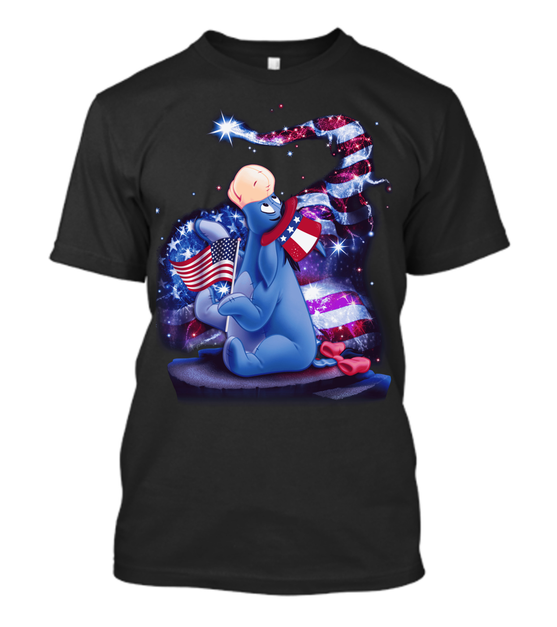 Eeyore Patriotic July Celebration With Stars And Stripes Elements T-Shirt