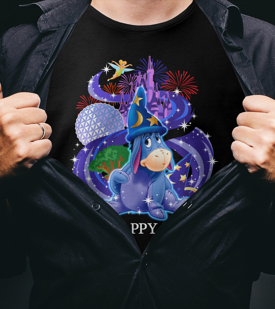 Eeyore My Happy Place Disney Castle Fireworks Spaceship Earth Tinker Bell T-Shirt