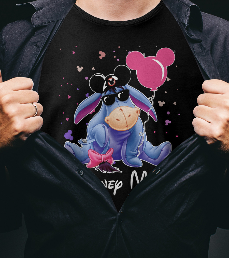 Disney Mode Eeyore With Mickey Balloon And Sunglasses T-Shirt