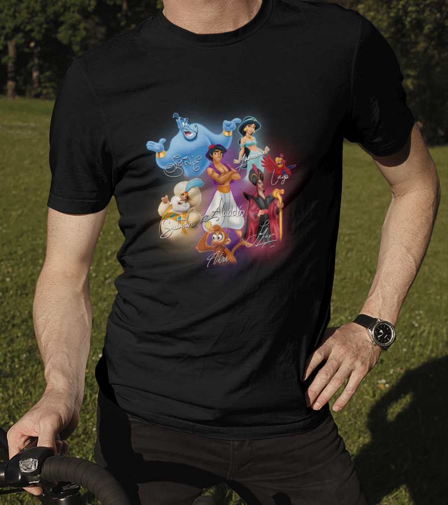 Aladdin Jasmine Genie Jafar Iago Sultan Abu Signatures T-Shirt