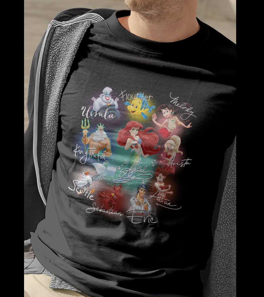 Ariel Signature Ursula Flounder Melody King Triton Sebastian Scuttle Eric Attina Arista T-Shirt