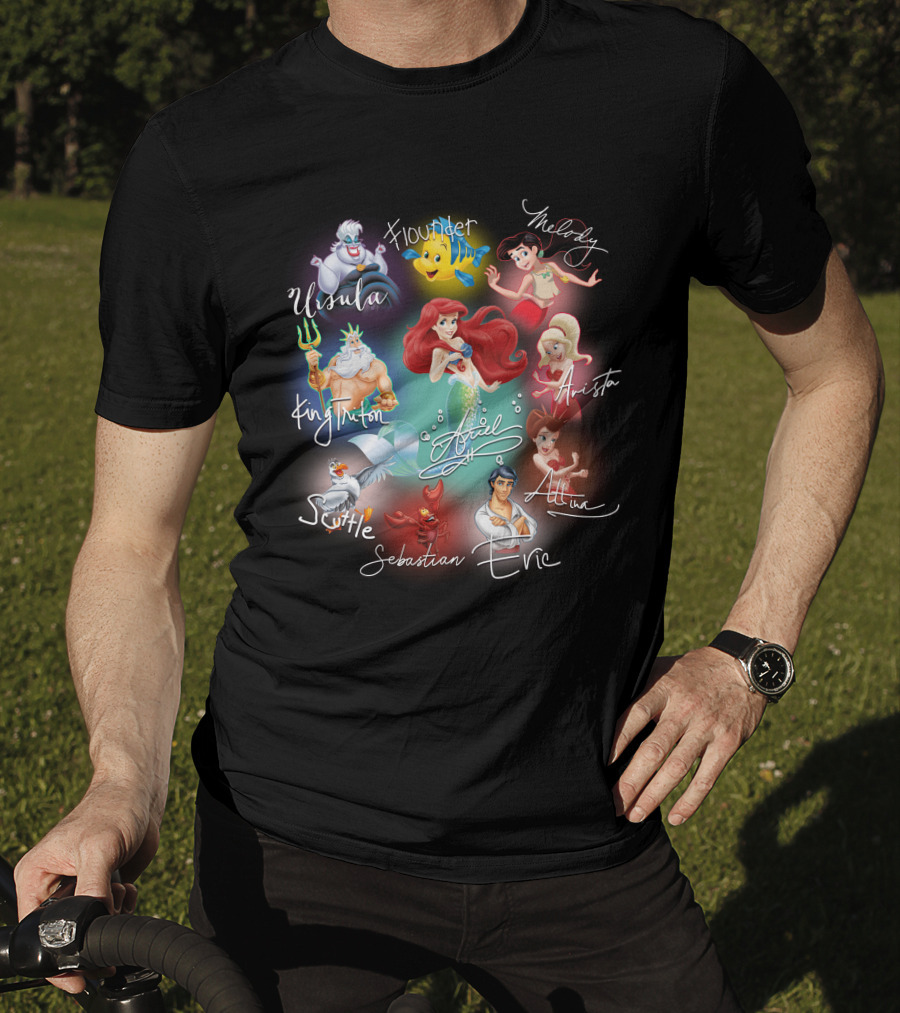 Ariel Signature Ursula Flounder Melody King Triton Sebastian Scuttle Eric Attina Arista T-Shirt