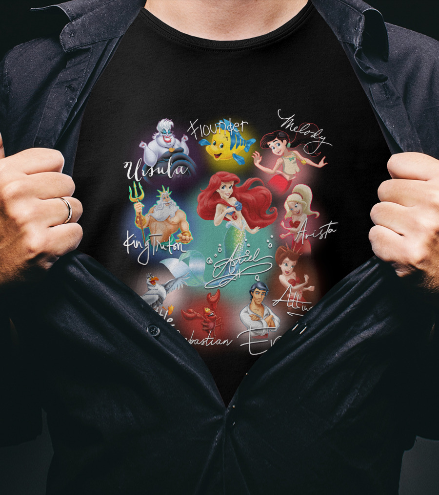 Ariel Signature Ursula Flounder Melody King Triton Sebastian Scuttle Eric Attina Arista T-Shirt