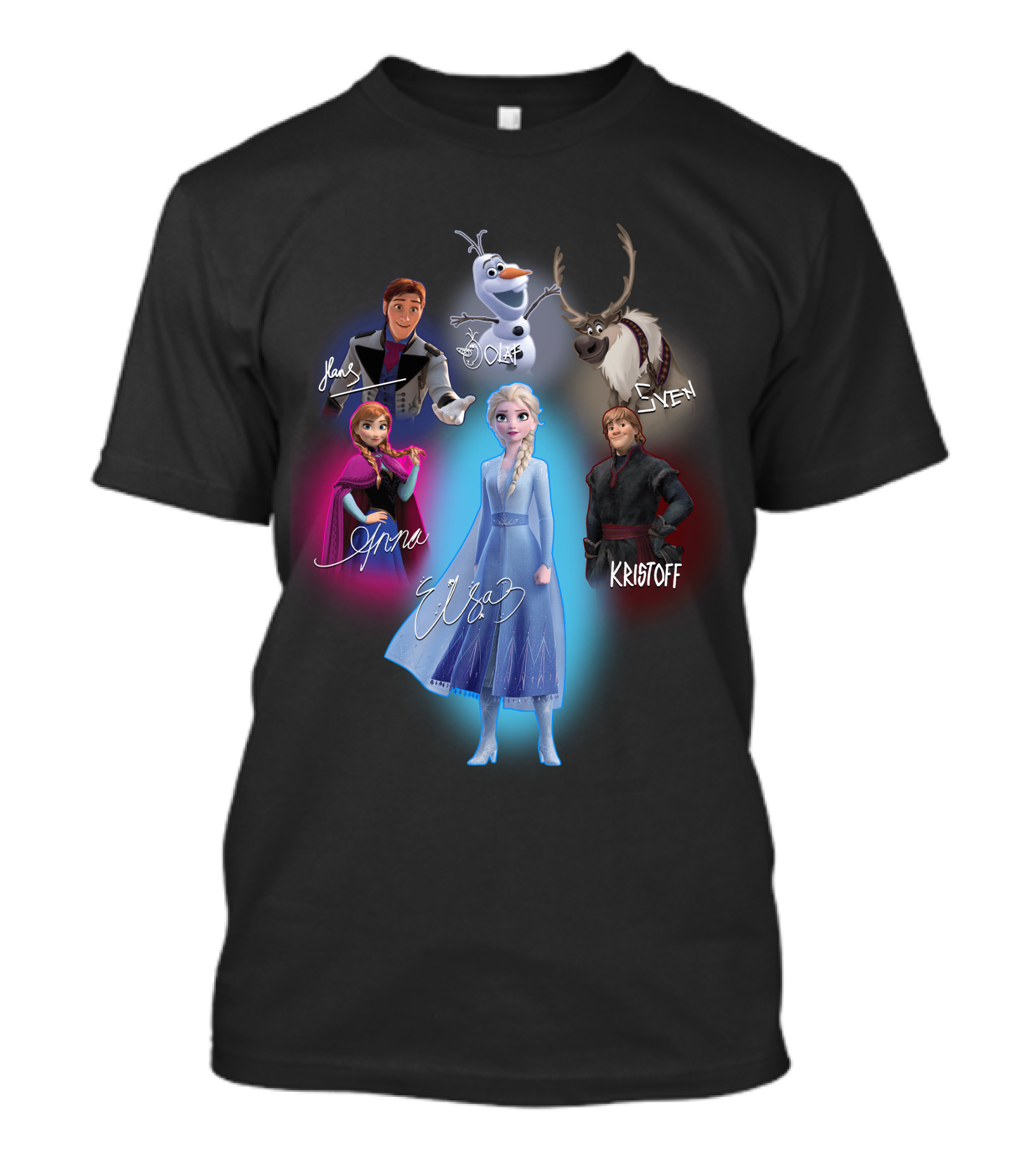 Anna Elsa Kristoff Sven Olaf Hans Frozen Signatures T-Shirt