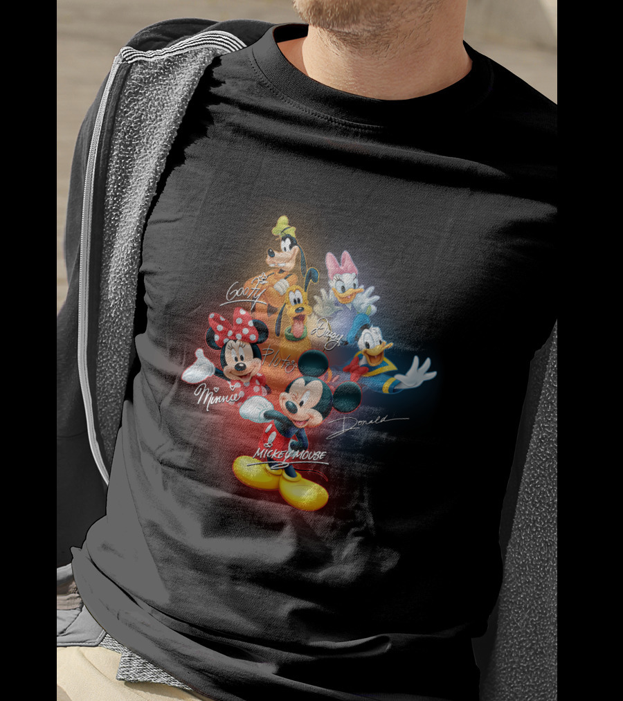 Mickey Mouse Minnie Pluto Goofy Daisy Donald Signatures T-Shirt