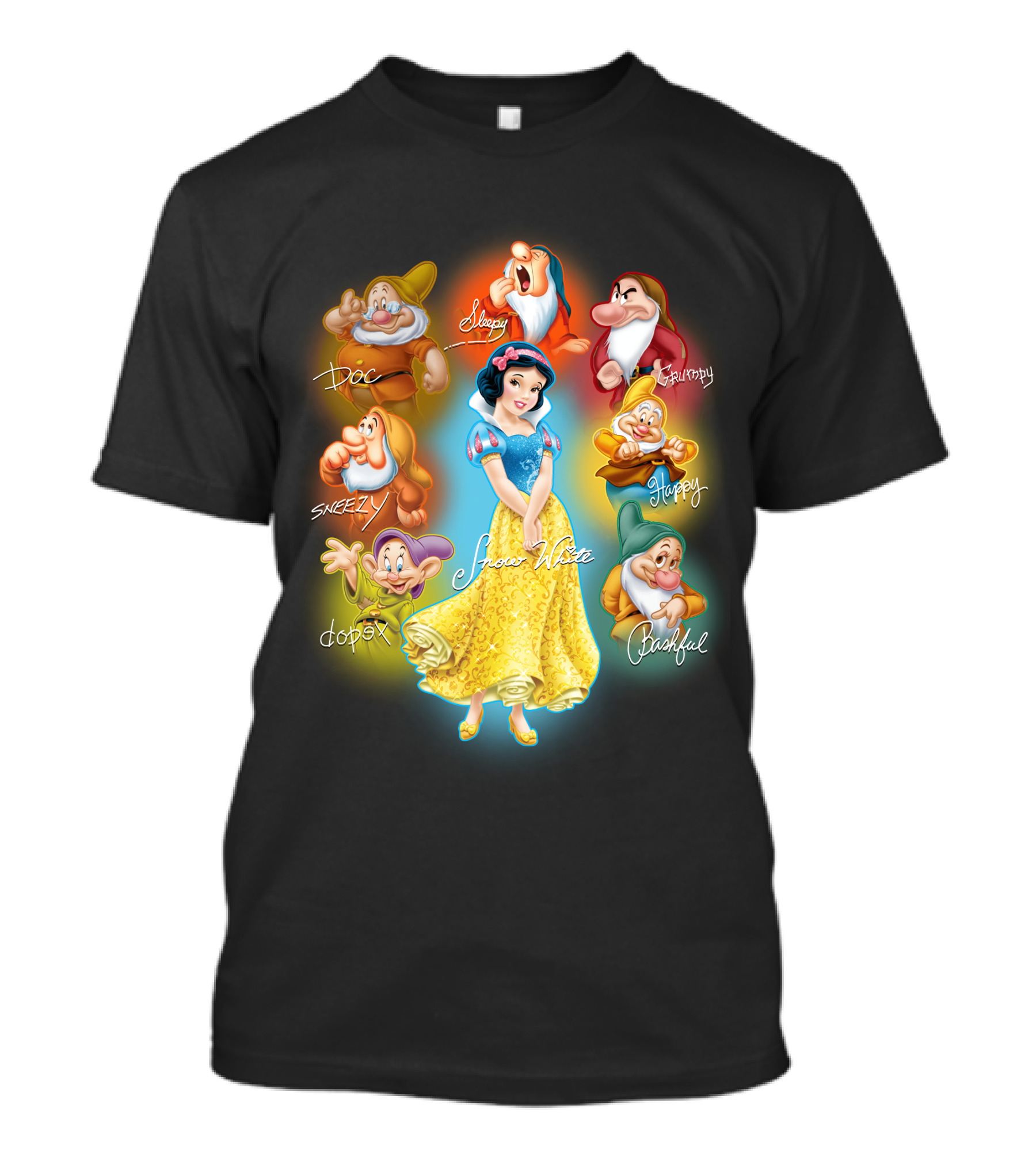 Snow White Signature With Doc, Sleepy, Sneezy, Dopey, Grumpy, Happy, Bashful T-Shirt