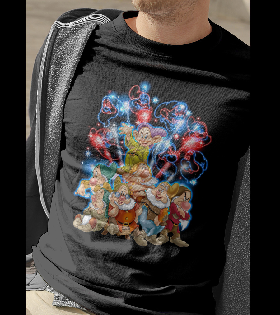 7 Dwarfs Firework Display With Dopey And Sparkling Night Sky T-Shirt