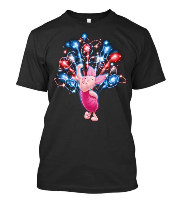 Piglet Celebrating With Colorful Fireworks Display T-Shirt