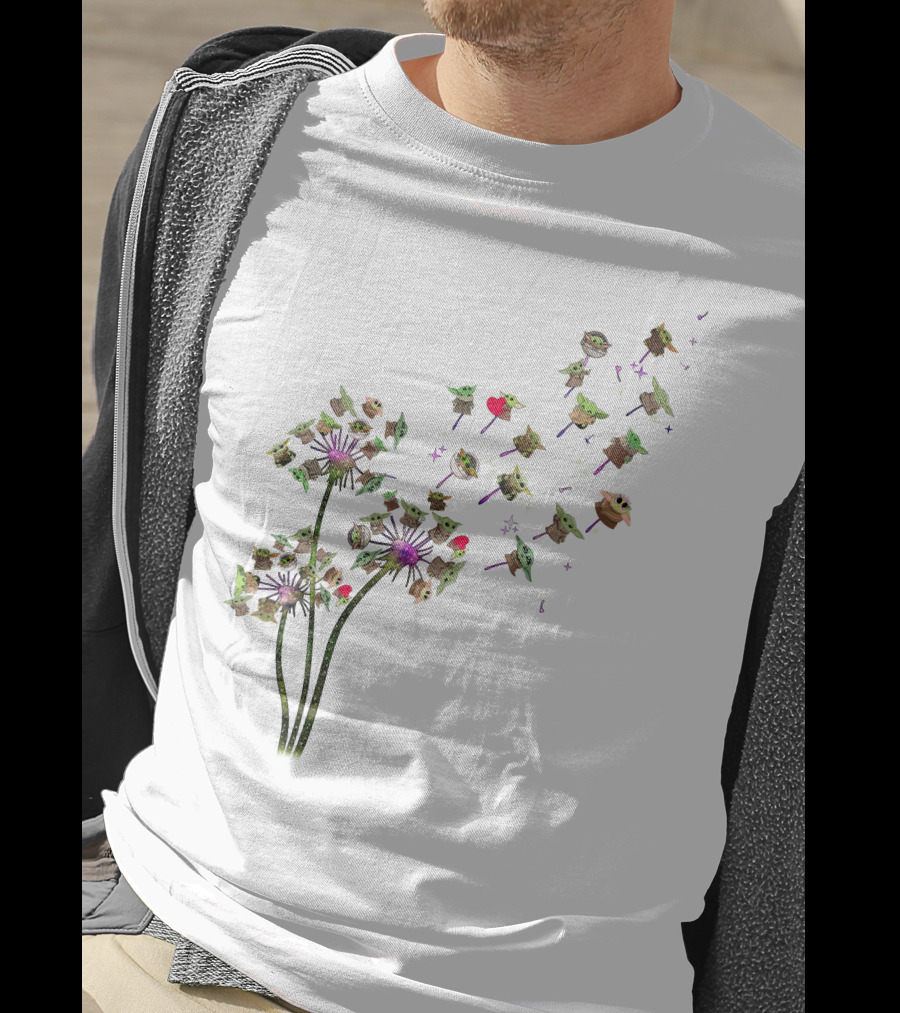 Baby Yoda Dandelion Grogu Star Wars Cute Whimsical Nature T-Shirt