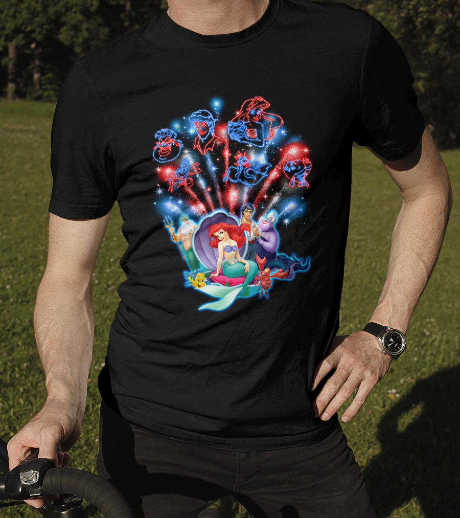 Ariel Firework Little Mermaid Characters Illuminated T-Shirt