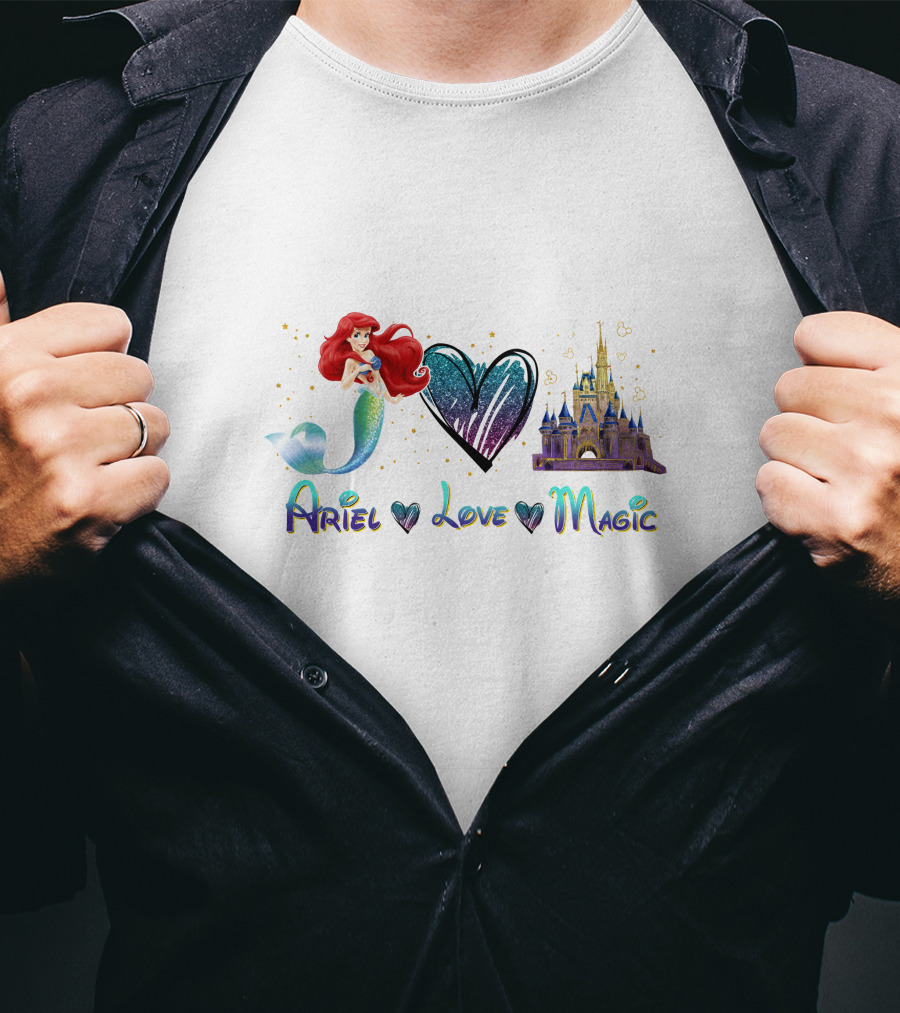 Ariel Love Magic Heart Castle Disney T-Shirt