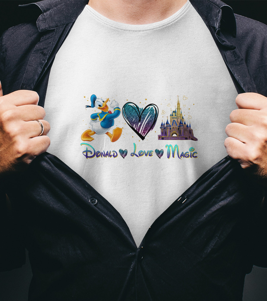 Donald Love Magic Disney Castle And Duck Heart T-Shirt