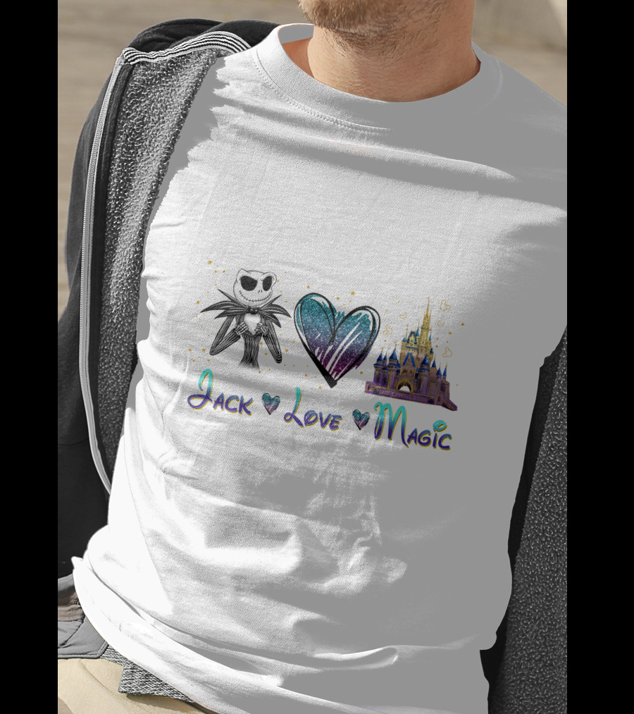 Jack Love Magic Castle And Skeleton Heart T-Shirt