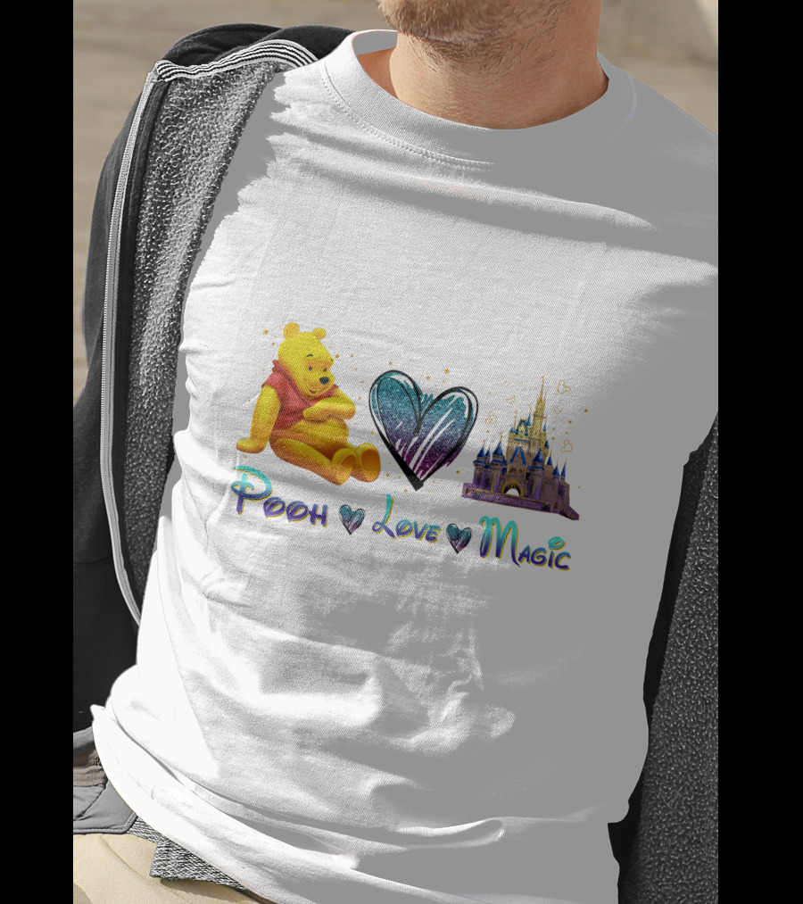 Pooh Love Magic Heart Castle Fantasy T-Shirt