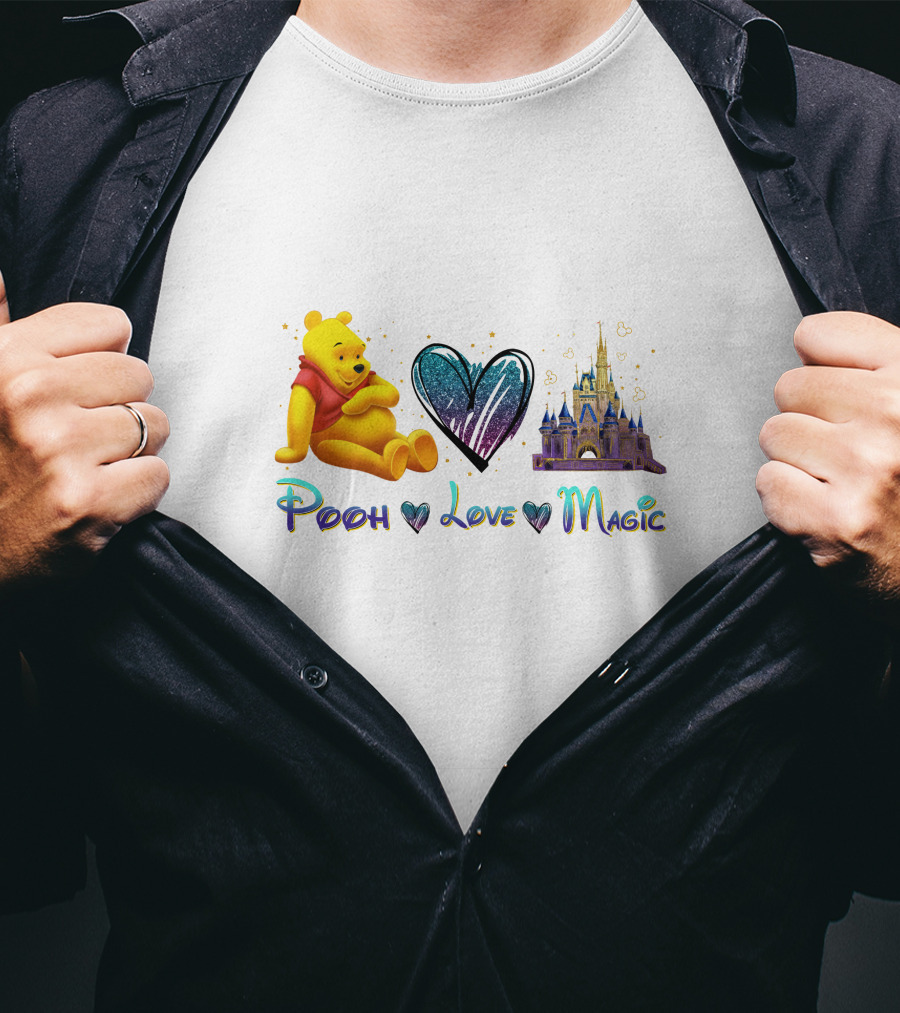 Pooh Love Magic Heart Castle Fantasy T-Shirt