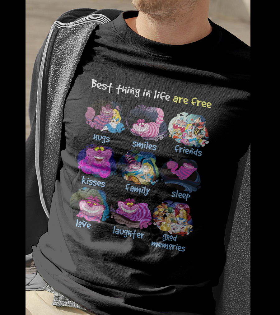 Best Thing In Life Are Free Hugs Smiles Friends Kisses Family Sleep Love Laughter Good Memories T-Shirt