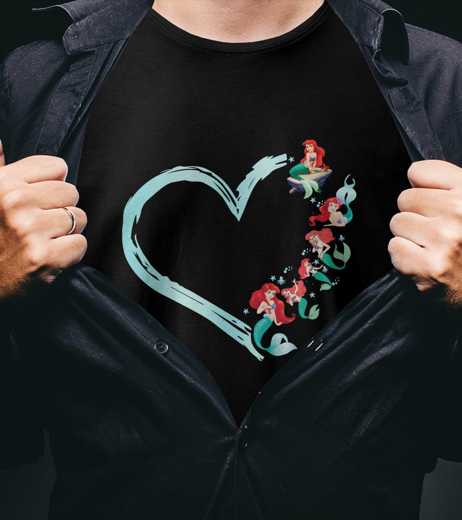 Ariel Heart Shaped Mermaid Collection T-Shirt