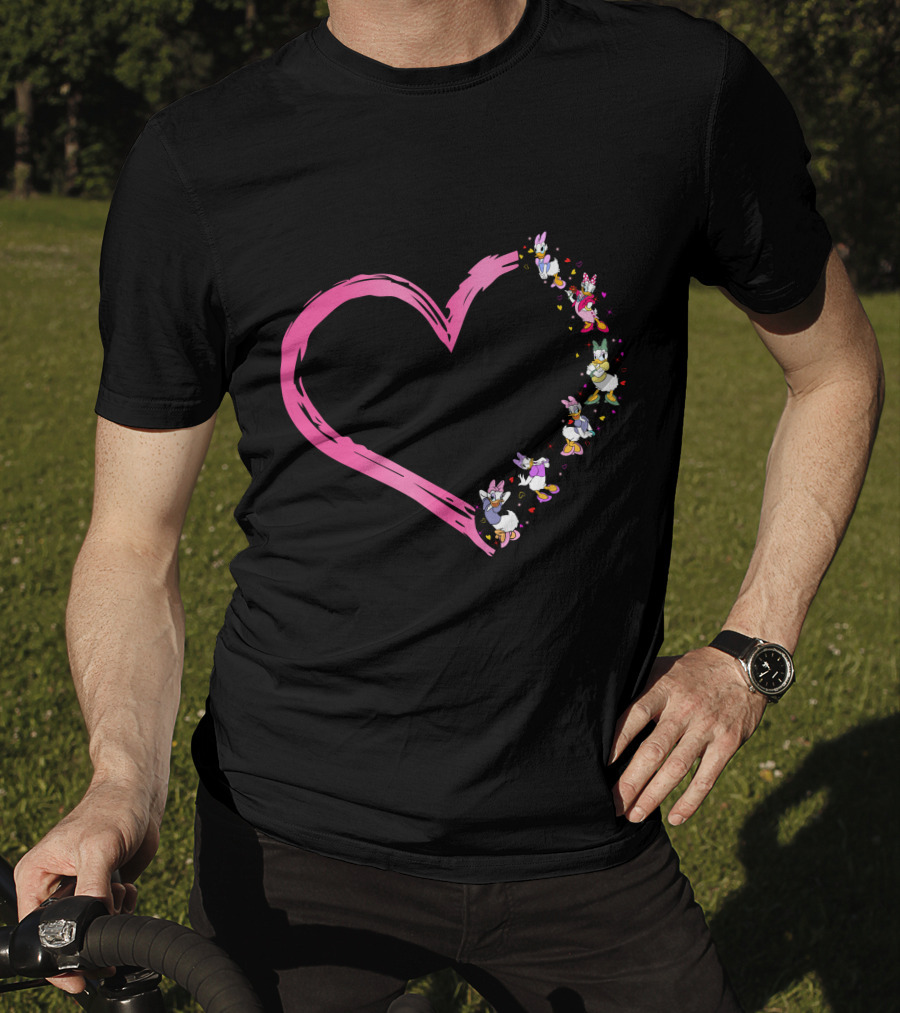 Daisy Heart Character Outline With Pastel Pink Brushstroke T-Shirt
