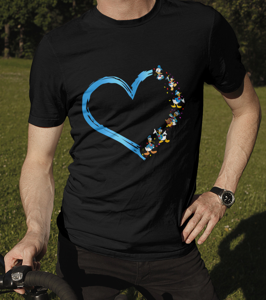 Donald Heart Blue Brushstroke Character Sequence T-Shirt