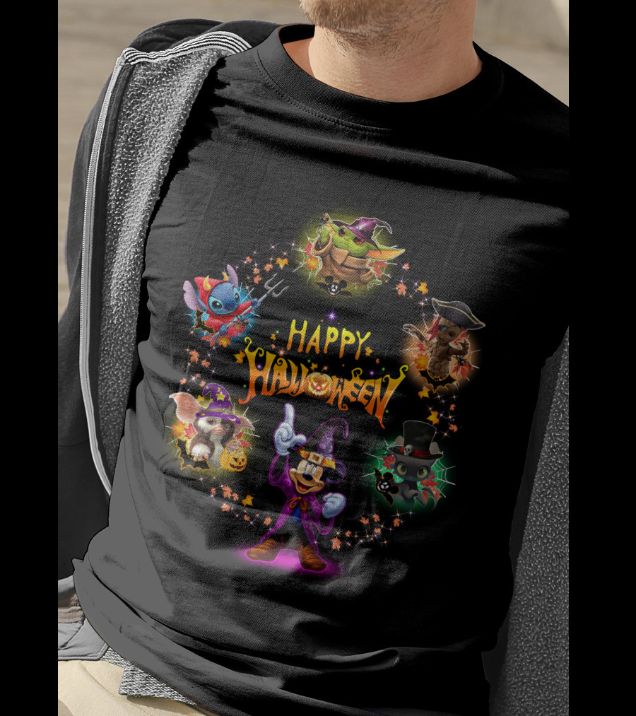 Happy Halloween Baby Yoda Friends Disney Characters T-Shirt