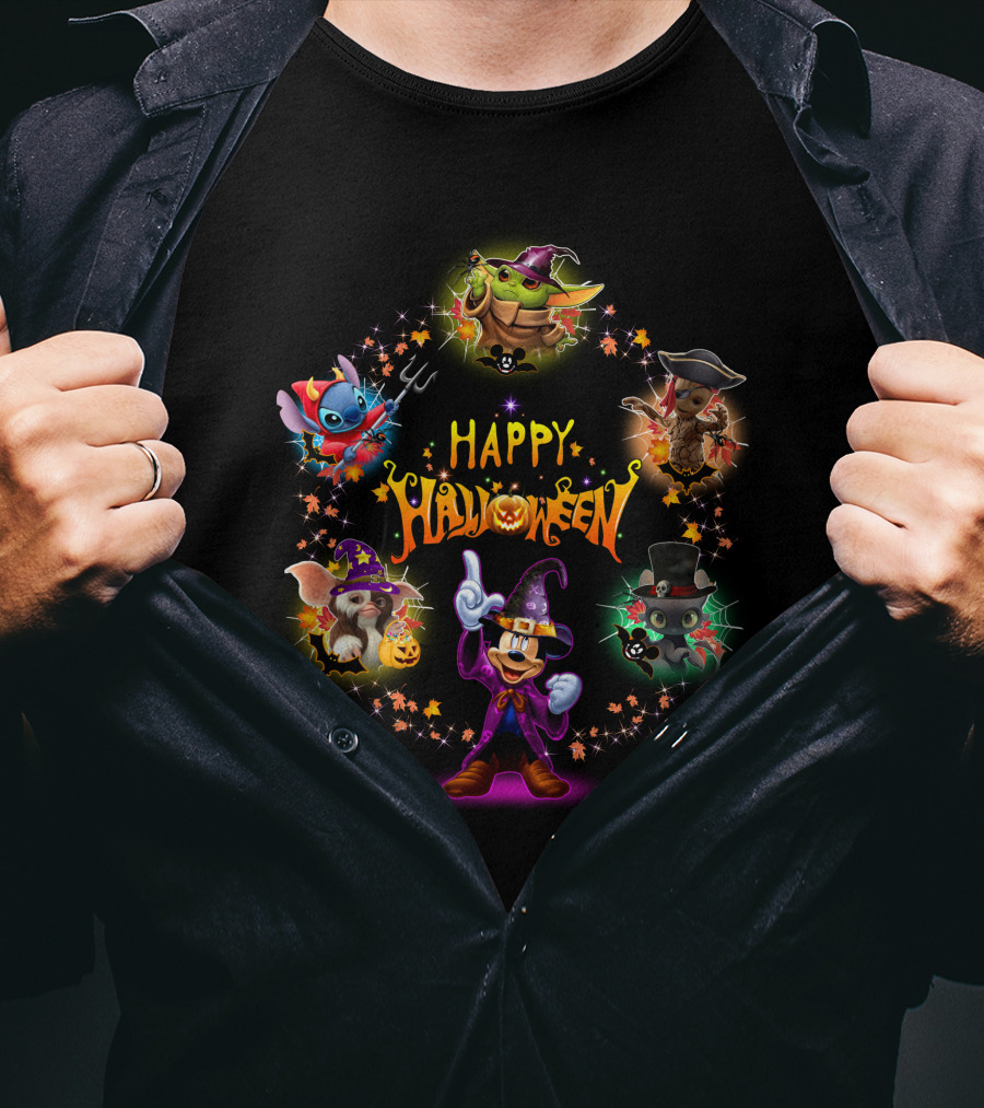 Happy Halloween Baby Yoda Friends Disney Characters T-Shirt