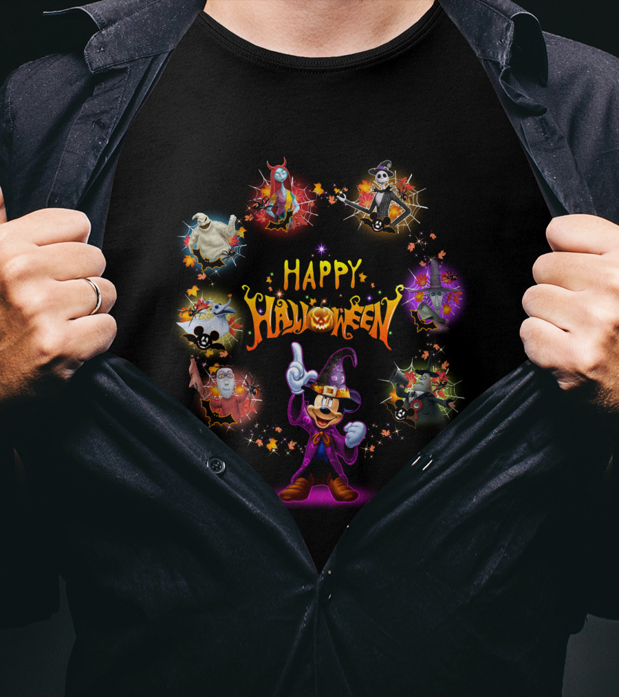 Happy Halloween Jack Skellington Mickey Mouse Witch Costume T-Shirt