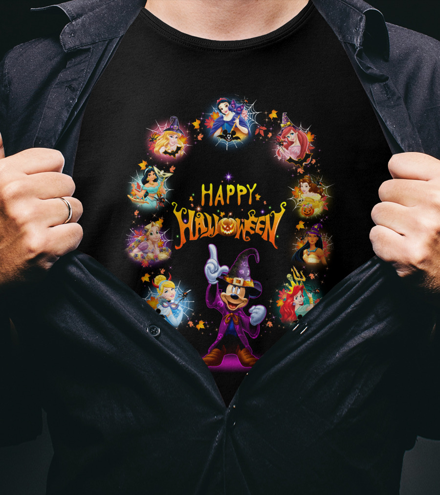 Happy Halloween Disney Princesses Mickey Halloween T-Shirt