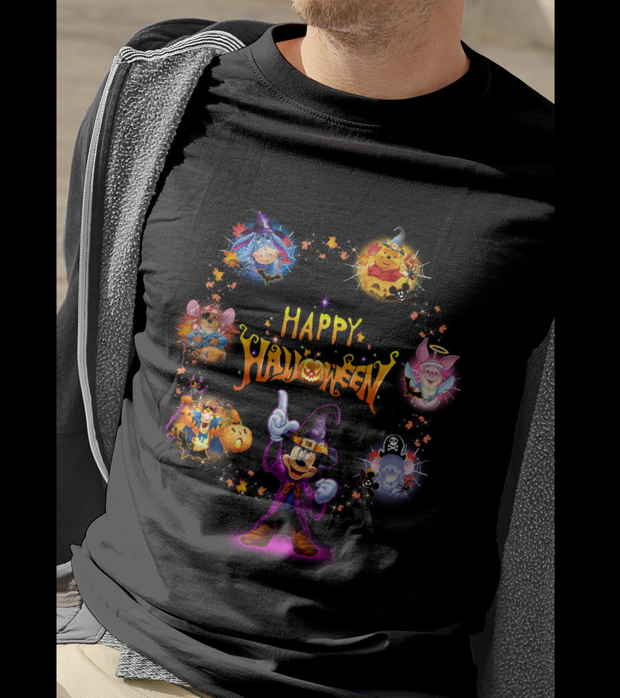 Happy Halloween Winnie The Pooh Disney Characters Magic Circle T-Shirt