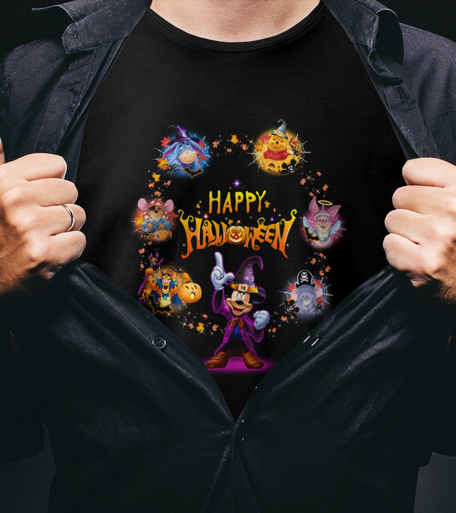 Happy Halloween Winnie The Pooh Disney Characters Magic Circle T-Shirt