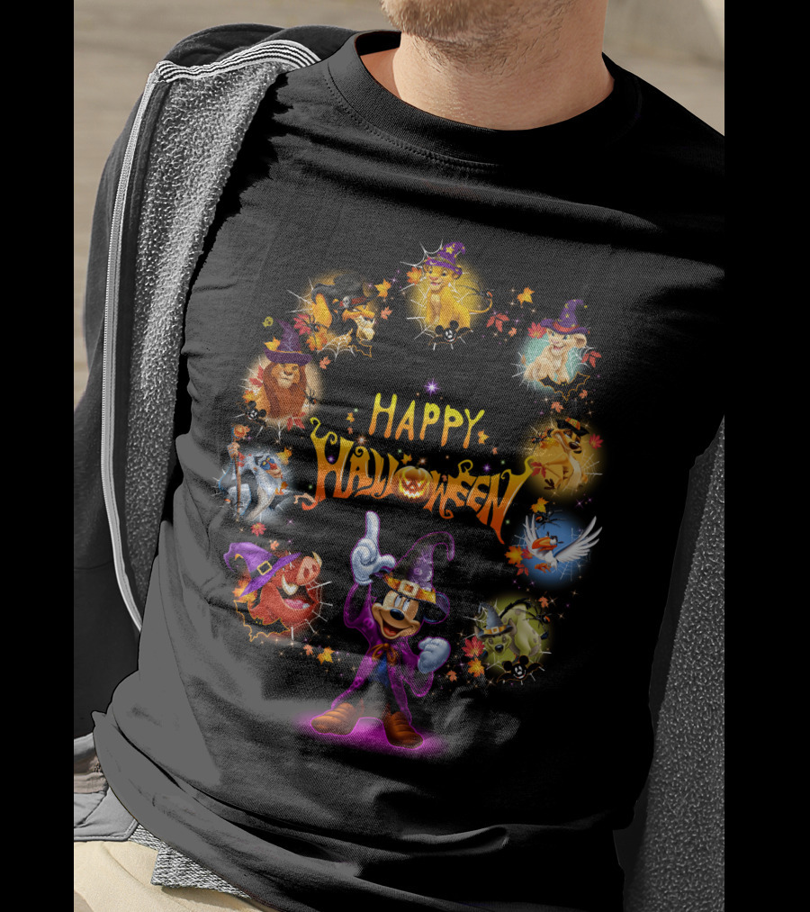 Happy Halloween Lion King Disney Characters Magic Circle T-Shirt