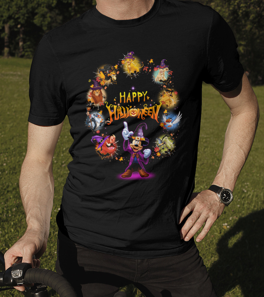 Happy Halloween Lion King Disney Characters Magic Circle T-Shirt