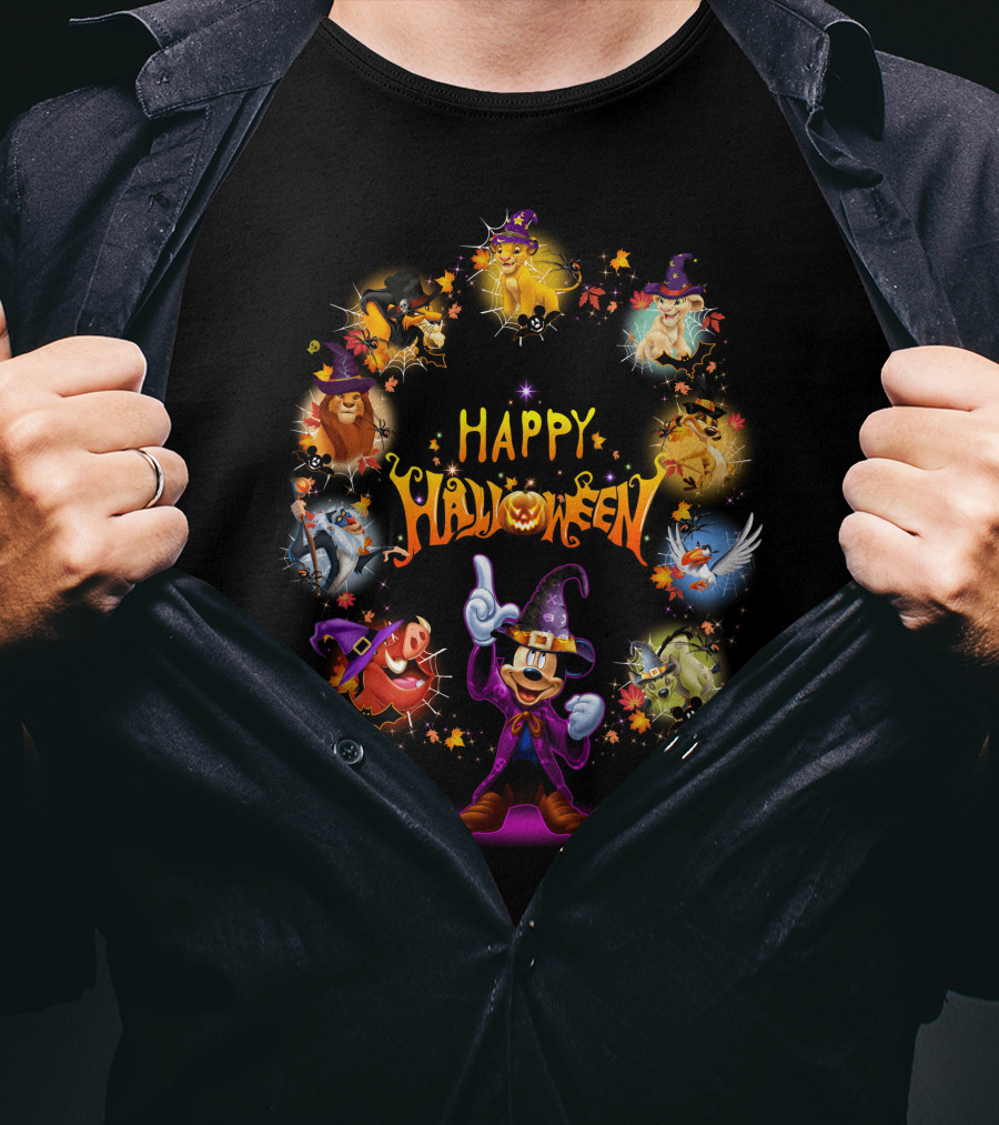 Happy Halloween Lion King Disney Characters Magic Circle T-Shirt