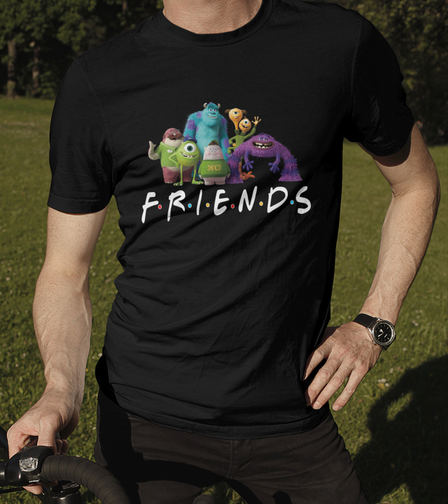 Monsters University Characters With Friends Television Show Style Letters T-Shirt