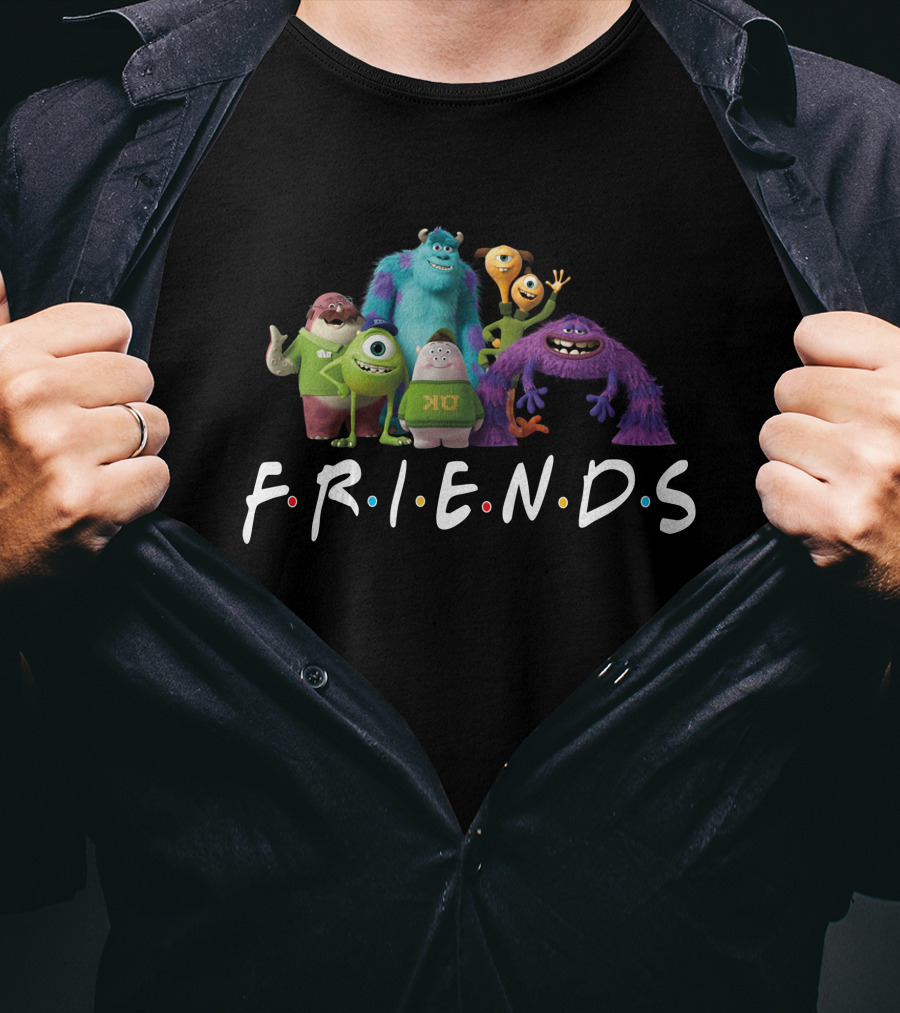 Monsters University Characters With Friends Television Show Style Letters T-Shirt