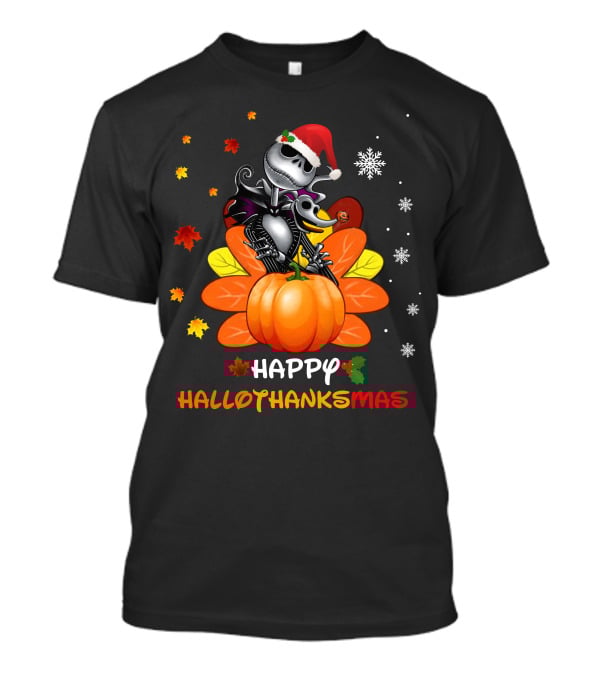 Happy Jack Hallothankmas Pumpkin Santa Skeleton T-Shirt
