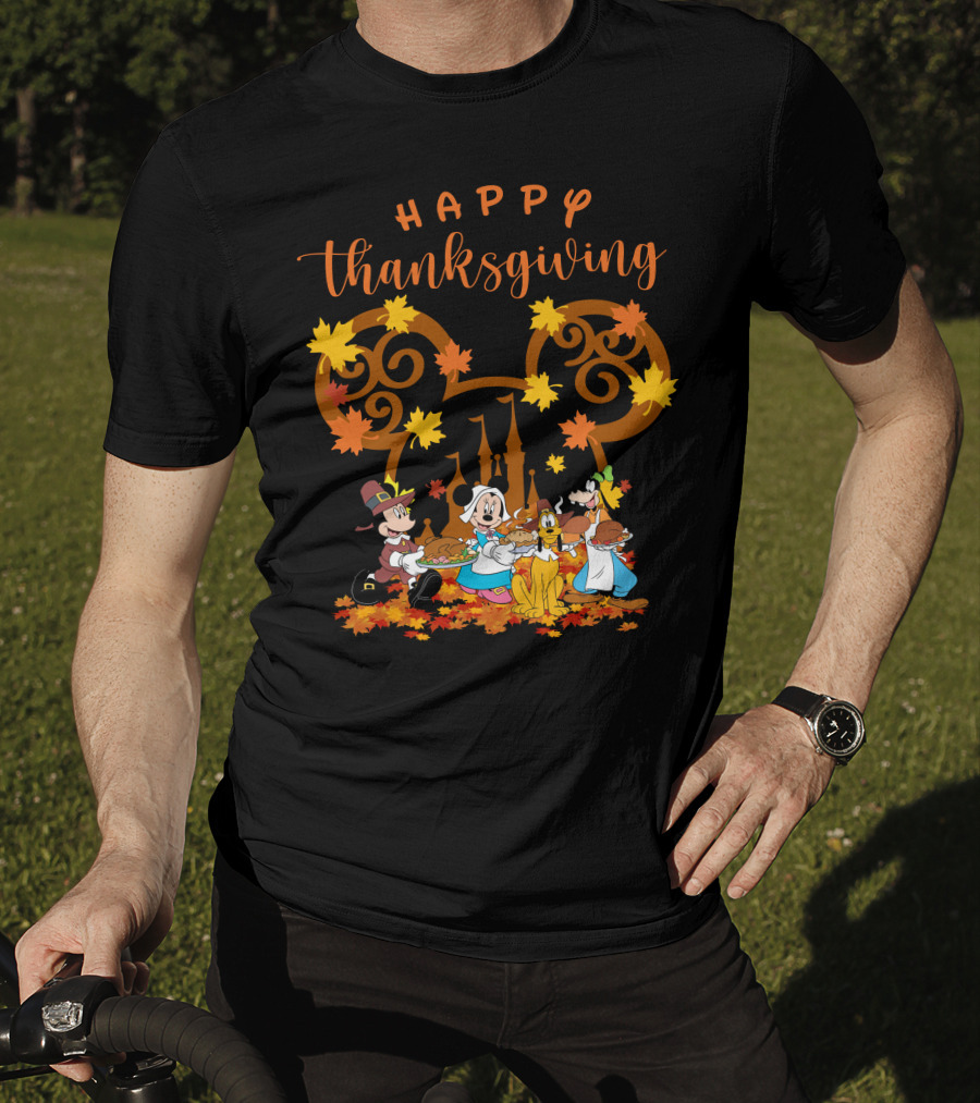Happy Thanksgiving Mickey And Friends Disneyland Castle T-Shirt