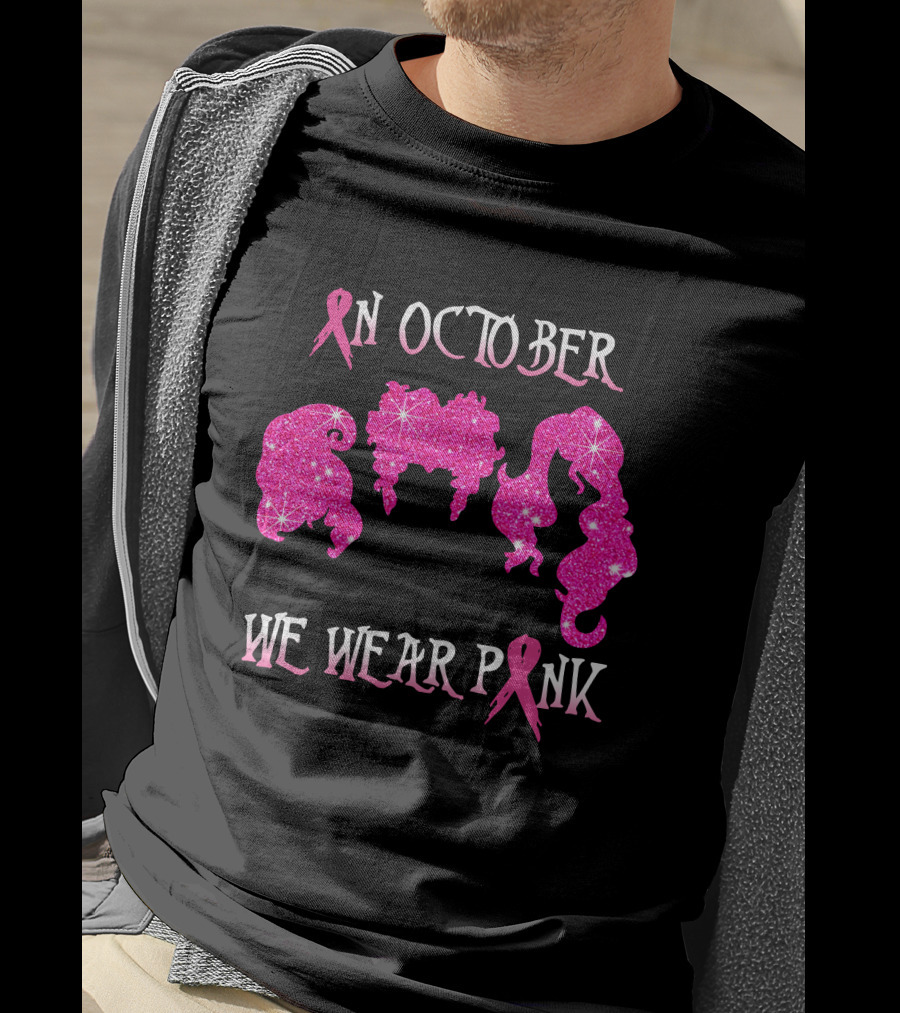 In October We Wear Pink Glitter Hair Ribbons T-Shirt
