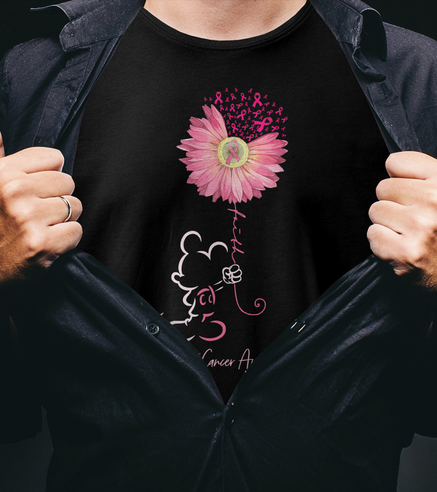 Breast Cancer Awareness Pink Flower Ribbon T-Shirt