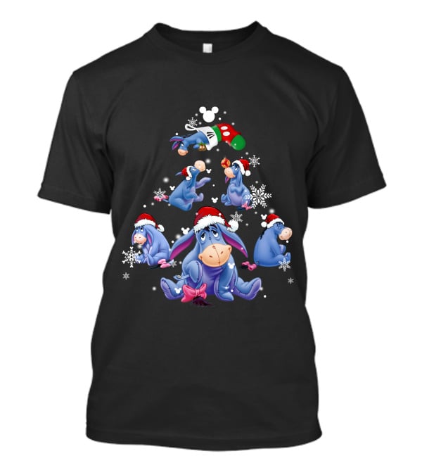 Eeyore Santa Hat Christmas Snowflakes Disney Holiday Magic T-Shirt