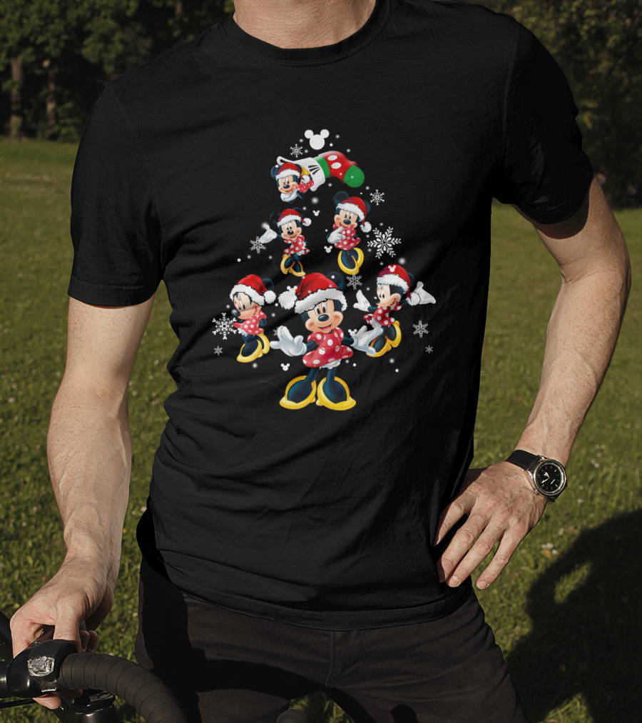Minnie Mouse Christmas Tree Snowflakes Santa Hat T-Shirt