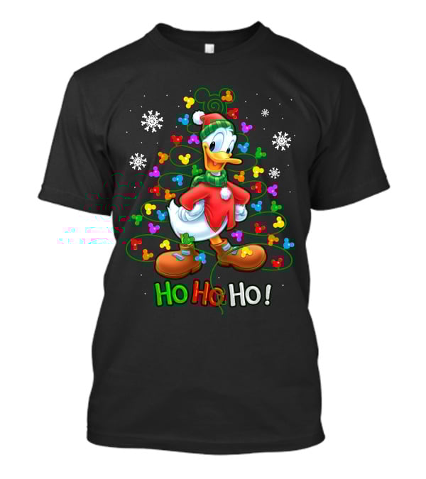 DN HHH Christmas Ho Ho Ho Donald Duck With Mickey Mouse Lights T-Shirt