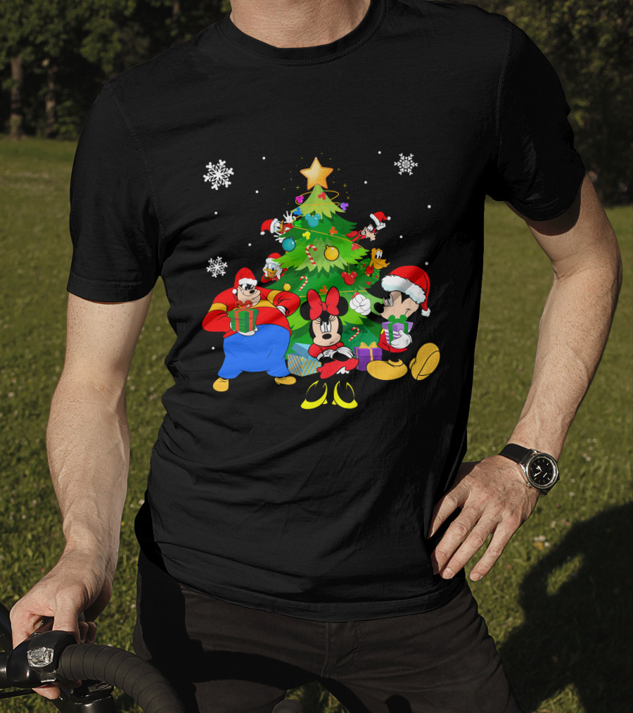 MK And Friends Christmas Tree Holiday Celebration With Gifts And Snowflakes T-Shirt